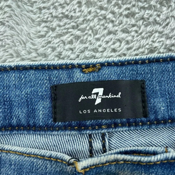7 For All Mankind High Waist Cropped Straight Jeans Size 27 1782 - Picture 5 of 11
